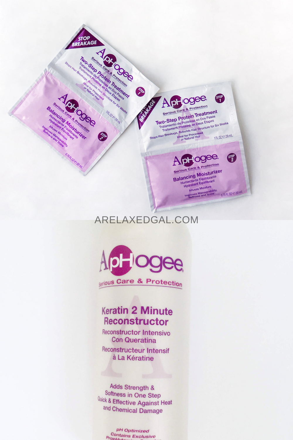 aphogee's two protein treatment options lying on white background.