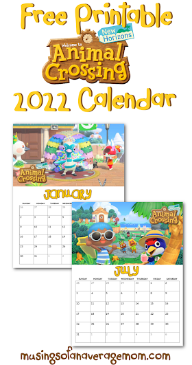 Free Printable Animal Crossing 2022 Calendar