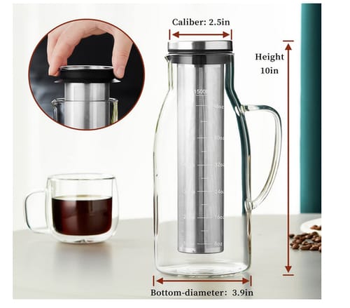 Unbreakable 51oz Iced coffee maker with Airtight Lid