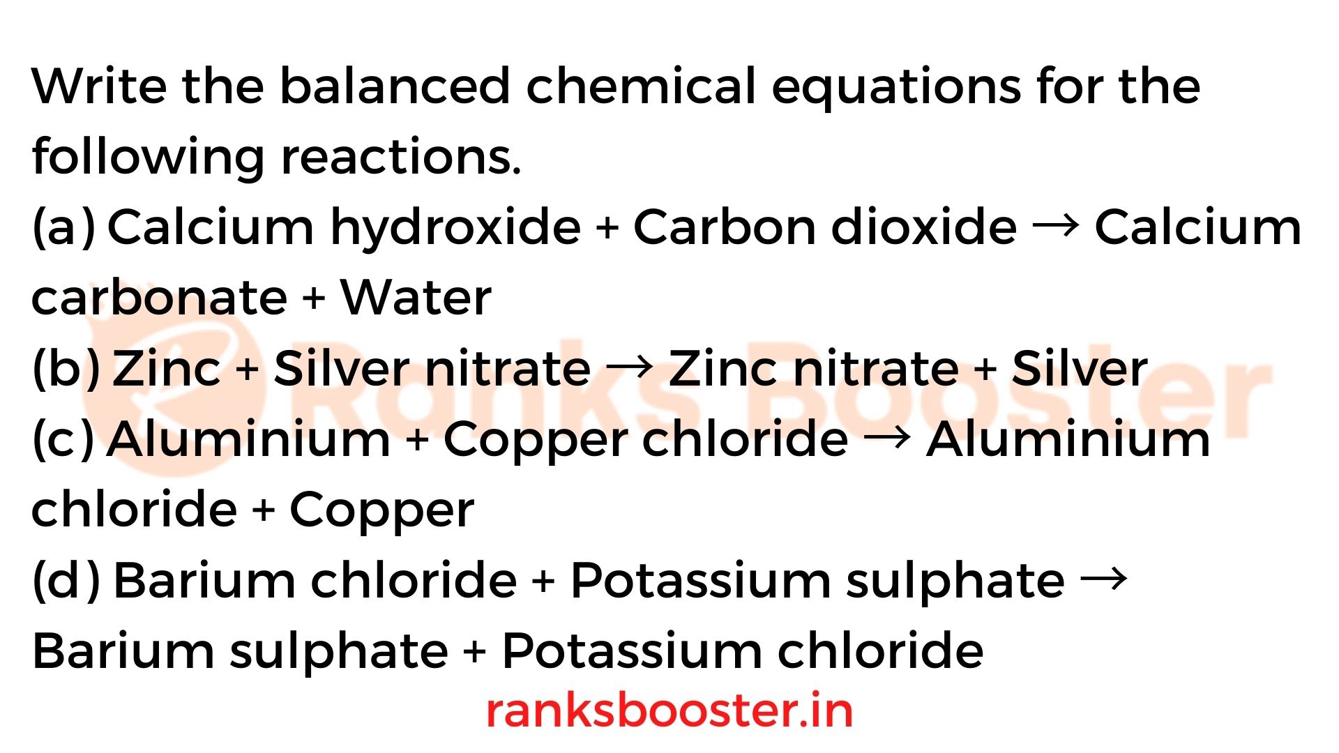 Write the balanced chemical equations for the following reactions