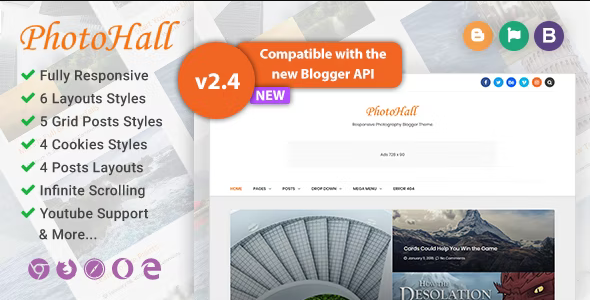 PhotoHall v2.5 Responsive Photography Blogger Template