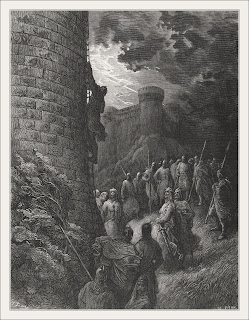 Cru019_Bohemond Alone Mounts the Rampart of Antioch_GustaveDore