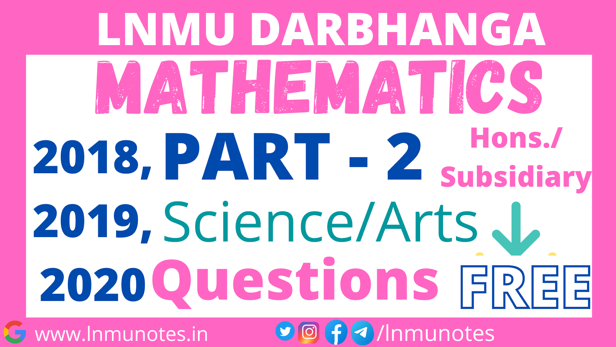 Part 2 maths QUESTIONS lnmu darbhanga