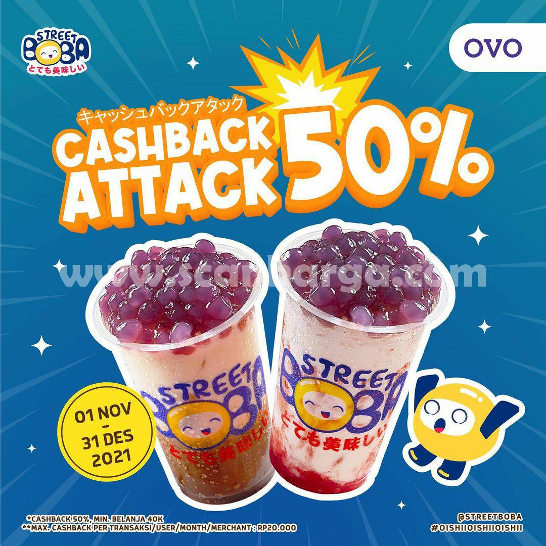 Promo Street Boba OVO Cashback Attack hingga 50%