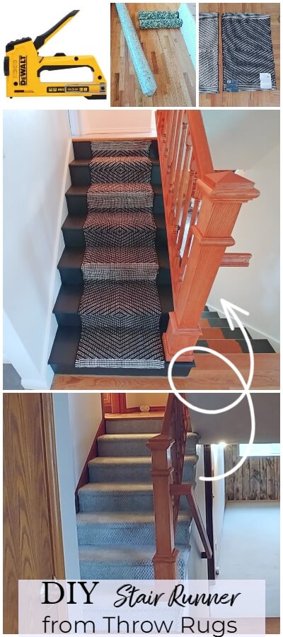 DIY Stair Runner from Throw Rugs