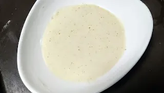 Batter of flour and corn flour for golden fried prawns