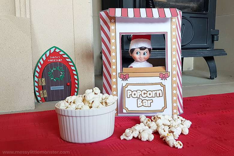 Elf on the shelf printable props - popcorn bar