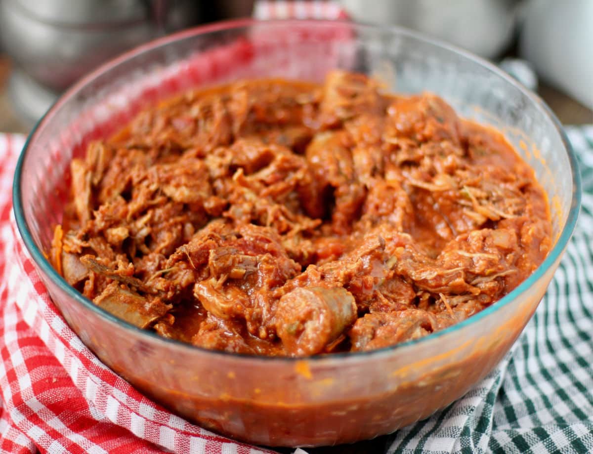 Italian Sunday gravy in a bowl.