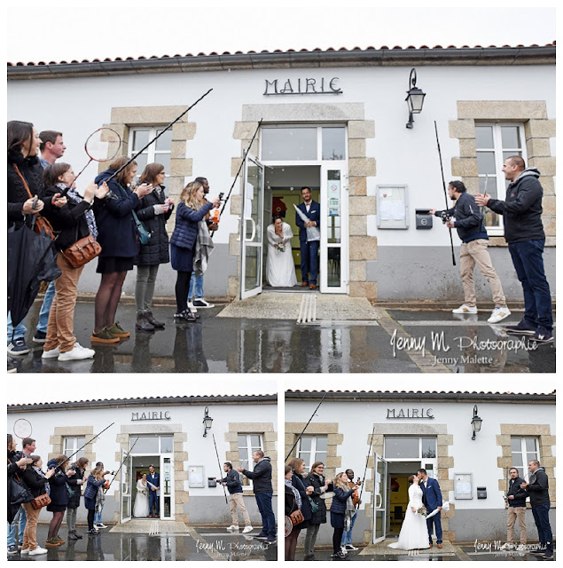 sortie des mariés de la mairie avec leurs copains vendée 85