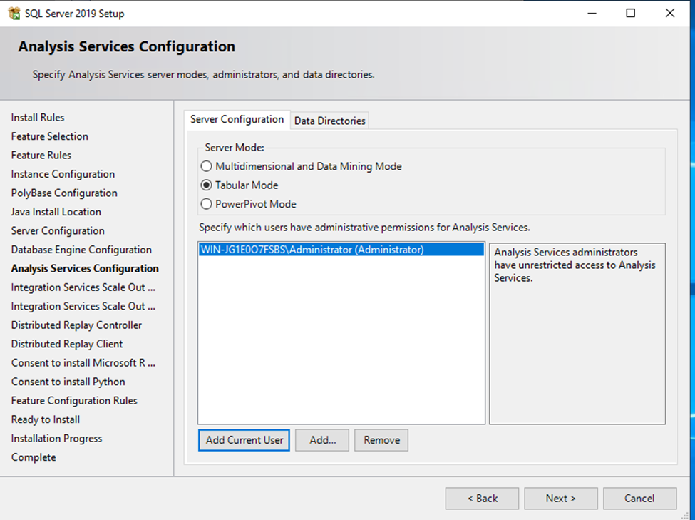 Analysis services Configuration