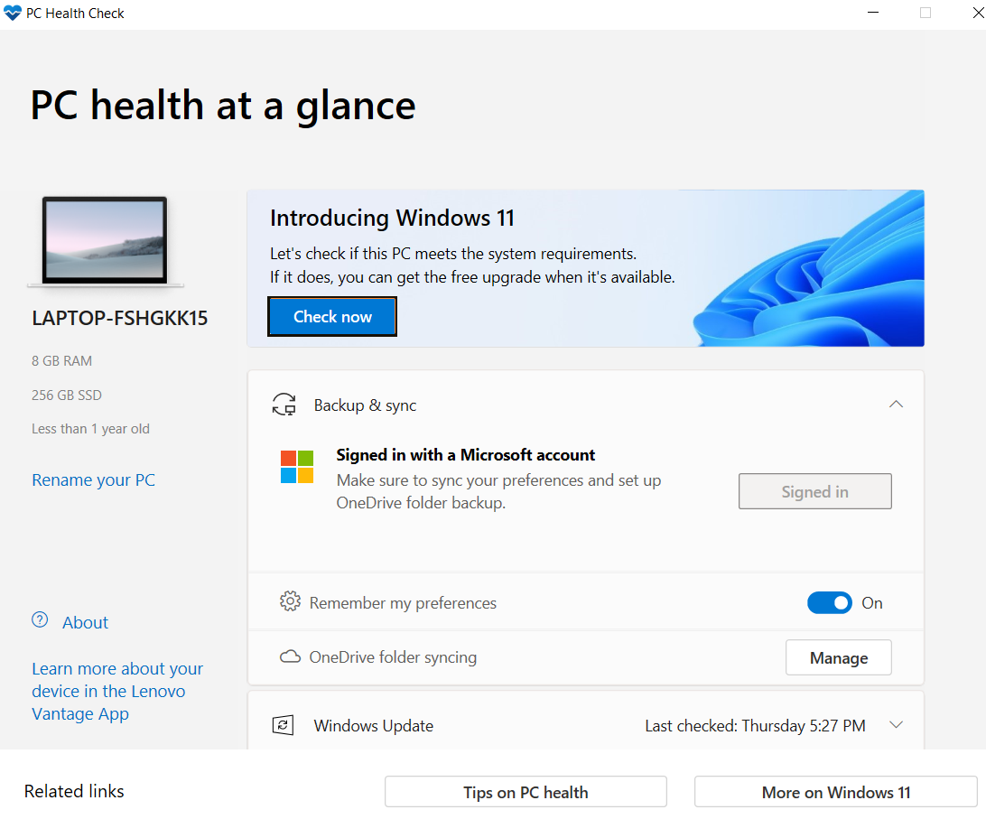 PC Health Check Interface