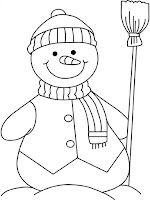 Snowman and broom coloring sheet