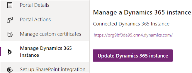 PowerApps portal manage dynamics 365 instance