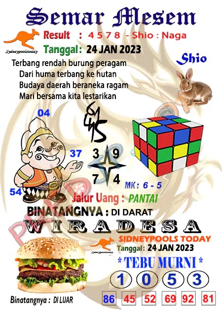 Prediksi Semar Mesem SDY Hari Ini JP 24 Januari 2023