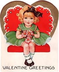 vintage girl valentine card