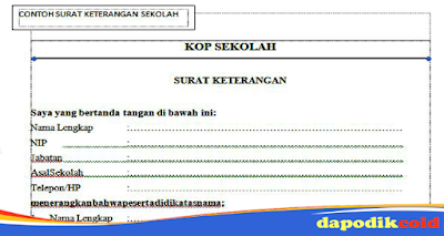 Download Surat Keterangan Sekolah Olimpiade Sains Nasional (OSN) Jenjang SD Format Word/ Doc