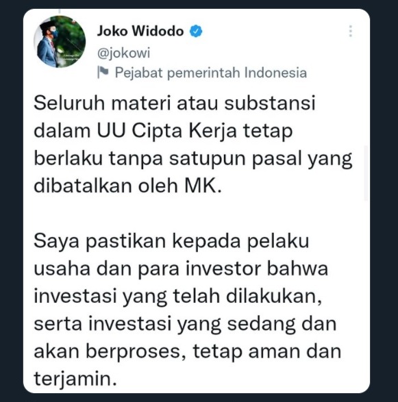 Pakar Hukum Tata Negara Universitas Andalas Feri Amsari meminta Presiden Joko Widodo Pakar Sebut Pernyataan Jokowi soal UU Ciptaker tak Sesuai Putusan MK