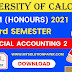 CU B.COM Third Semester Financial Accounting 2 (Honours) 2021 Question Paper | B.COM Financial Accounting 2 (Honours) 3rd Semester 2021 Calcutta University Question Paper