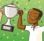 Boy holding a trophy