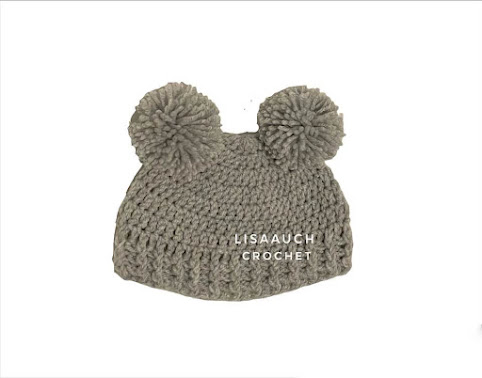 easy baby hat double pom pom crochet pattern free