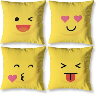 Capas de Almofadas Decorativas Emoji Kit 4 Peças
