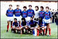 SELECCIÓN DE FRANCIA. Temporada 1985-86. Michel Bibard, Yvon Le Roux, William Ayache, Maxime Bossis, Joel Bats, Thierry Tusseau y Luis Fernandez; Alain Giresse, Dominique Rocheteau, José Touré y Michel Platini. SELECCIÓN DE FRANCIA 2 (Rocheteau, Touré) SELECCIÓN DE URUGUAY 0. 21/08/1985. Copa Intercontinental de Naciones Artemio Franchi, 1ª edición. París, Francia, estadio del Parque de los Príncipes.