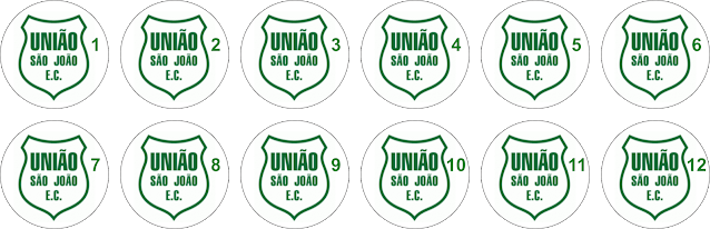 UNIÃO SÃO JOÃO ALGAZARRA-SP ESCUDO BOTÃO ARTE BOTÃO TIME BOTÃO JOGO BOTÃO FUTMESA GULIVER