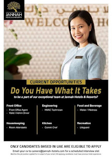 Jannah Hotels & Resorts Multiple Staff Jobs Recruitment For UAE Location