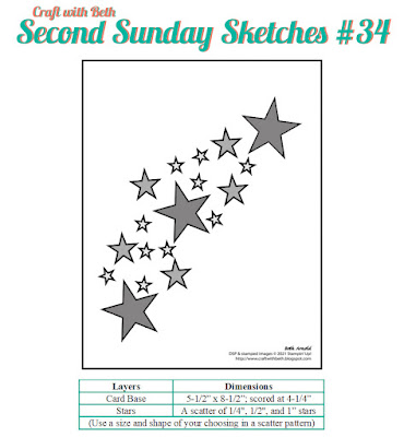 Craft with Beth Second Sunday Sketches card sketch challenge graphic #34 with measurements