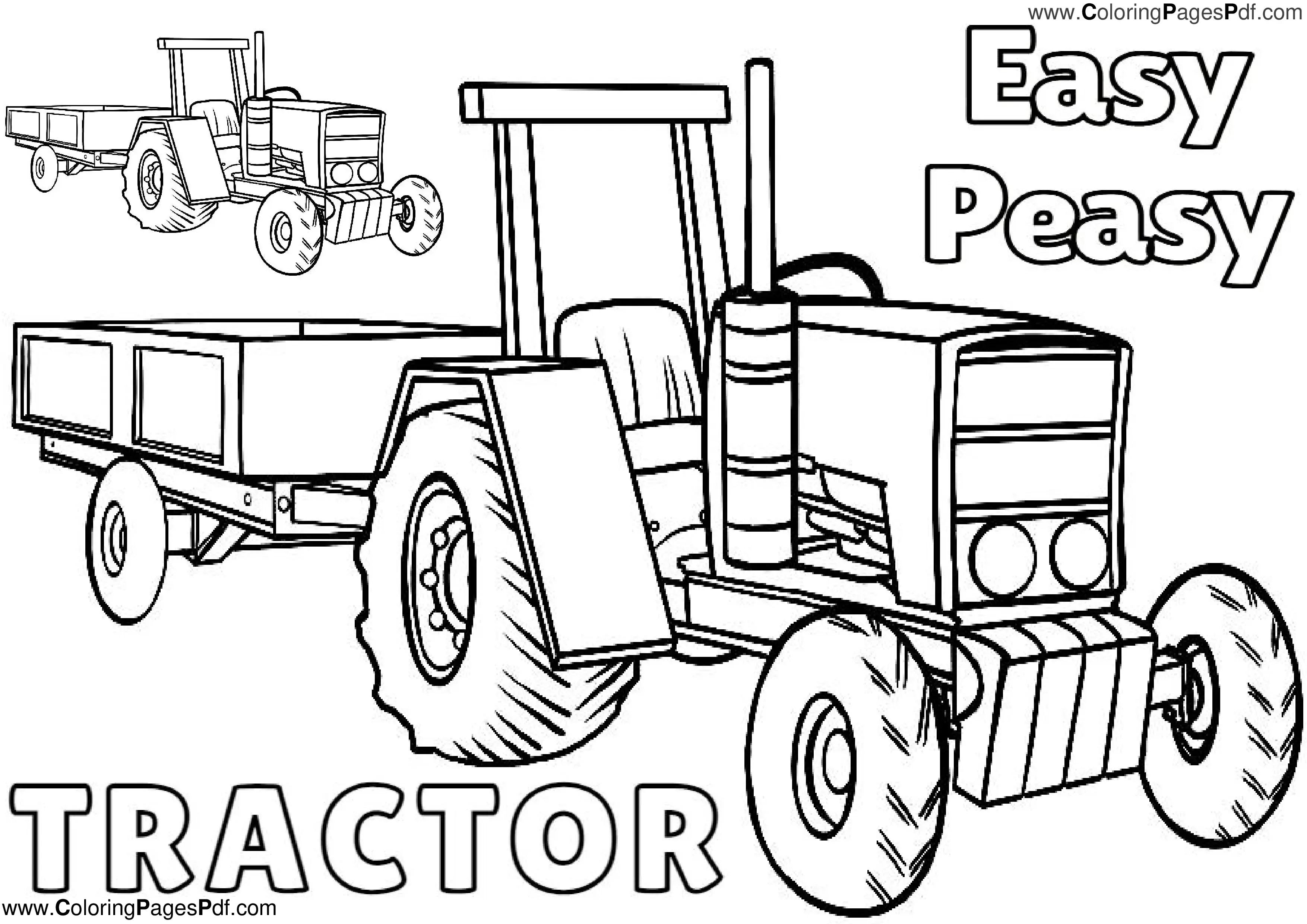 Easy tractor coloring pages