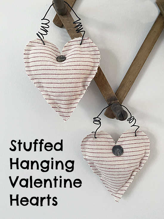 hanging striped hearts with overlay