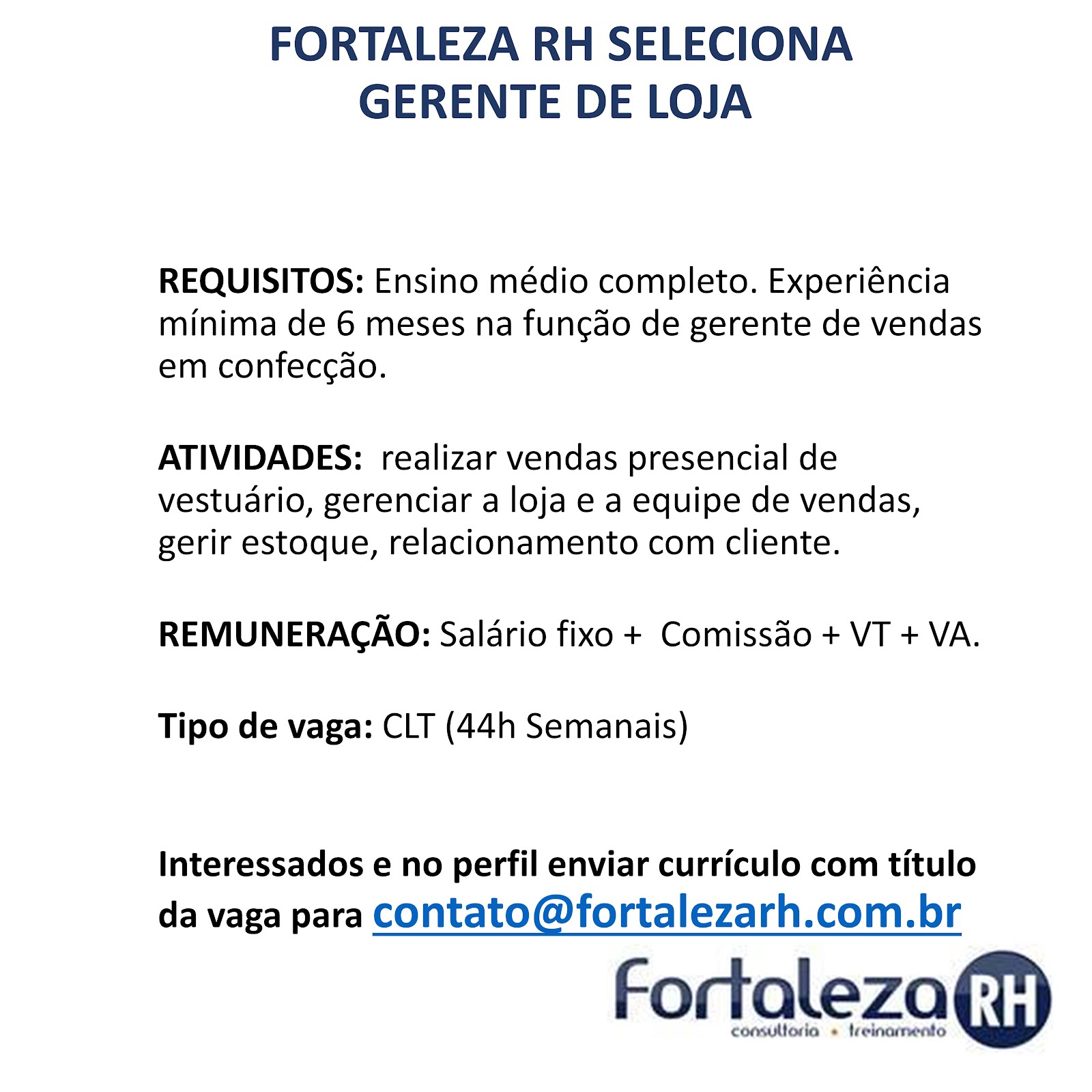 GERENTE DE LOJA - FORTALEZA/CE