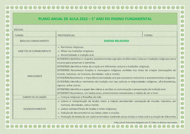 PLANEJAMENTO ANUAL 5º ANO ALINHADO À BNCC