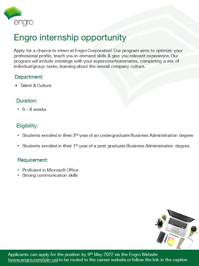  Engro Fertilizers Internship Program |2022| 