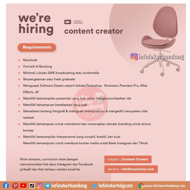 Lowongan Kerja Content Creator Nusseyba Bandung Desember 2021