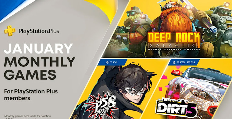 PS Plus Free Games for January 2022 Deep Rock Galactic Dirt 5 Persona 5 Strikers are now available