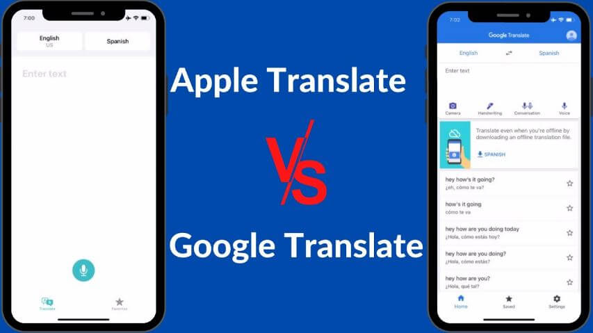 ترجمة, جوجل, Google ,Translate, مقابل, ترجمة, آبل, Apple ,Translate