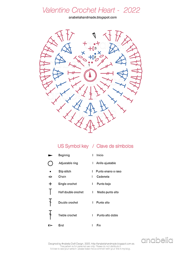 Valentine's crochet heart, free pattern by Anabelia Craft Design