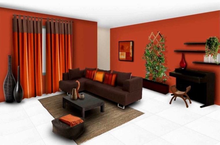 two colour combination for living room with brown furniture