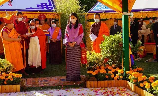 Queen Jetsun Pema of Bhutan (The Gyaltsuen) attended the Salhang Tendrel ceremony for The Pema Center in Thimphu