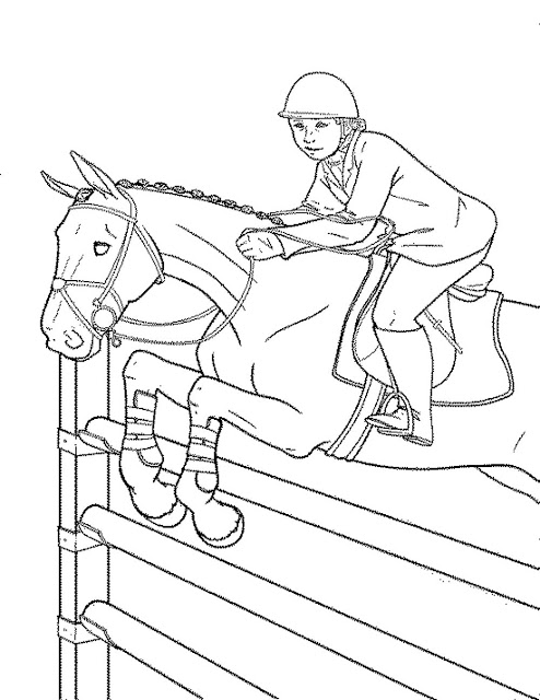 Horse show jumping coloring page