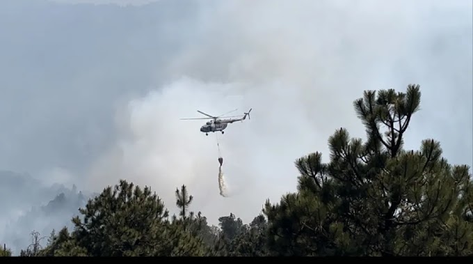 Helicóptero Despliega Drones y Brigada para Sofocar en Zona del Edoméx
