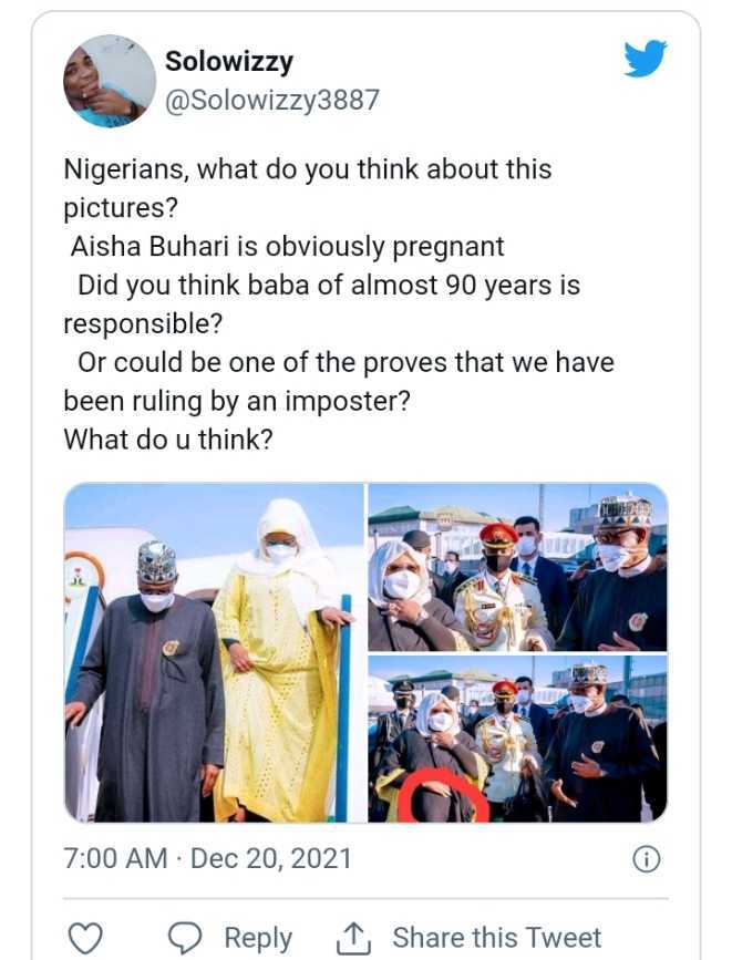 "Bubu is a hard worker” – Reactions as new photos of Aisha Buhari sparks pregnancy rumour (Photos)