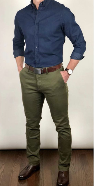 Outfit pantalón Verde hombre formal