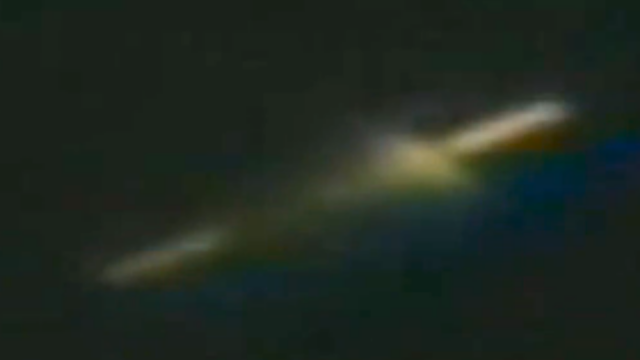 A close up of the UFO at the ISS that looks like a sword.