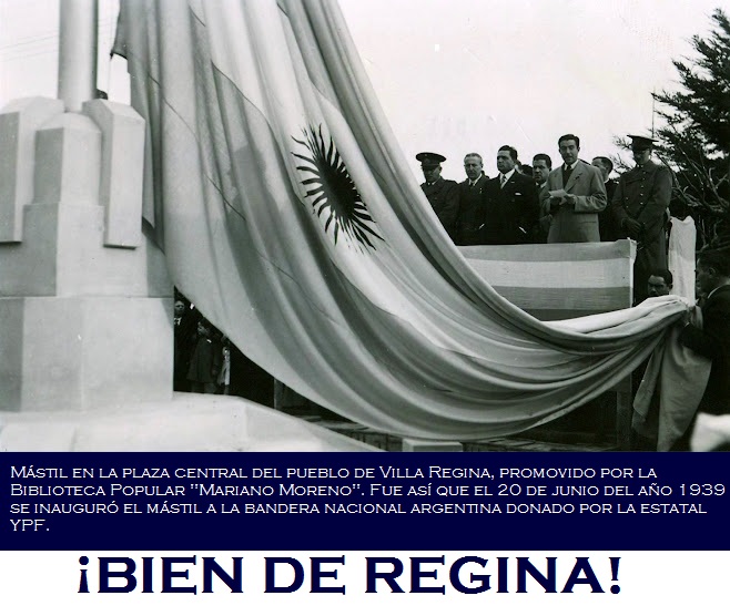 1939 - Inauguración del mástil en la Plaza de Villa Regina.