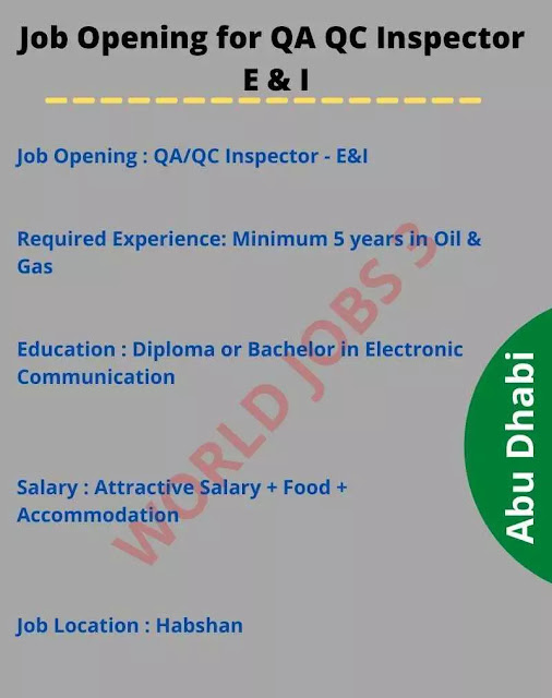 Job Opening for QA QC Inspector E and I