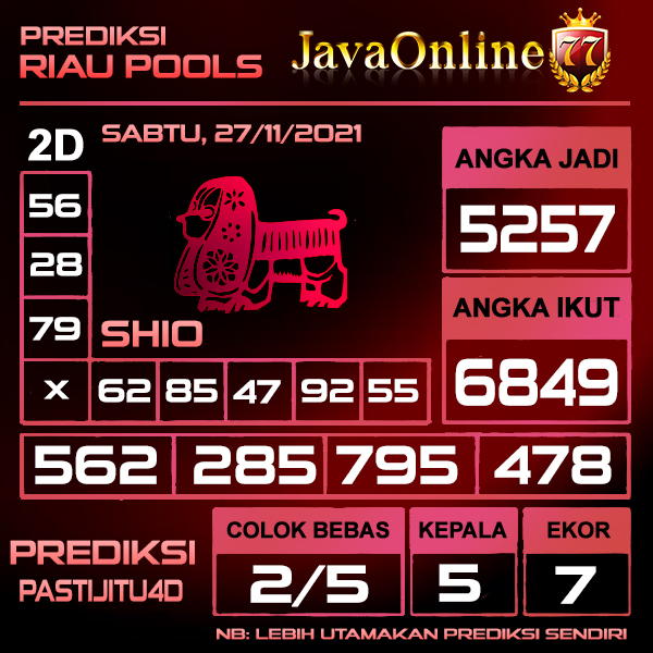 PREDIKSI RIAU POOLS PASTI JITU SABTU 27 NOVEMBER 2021