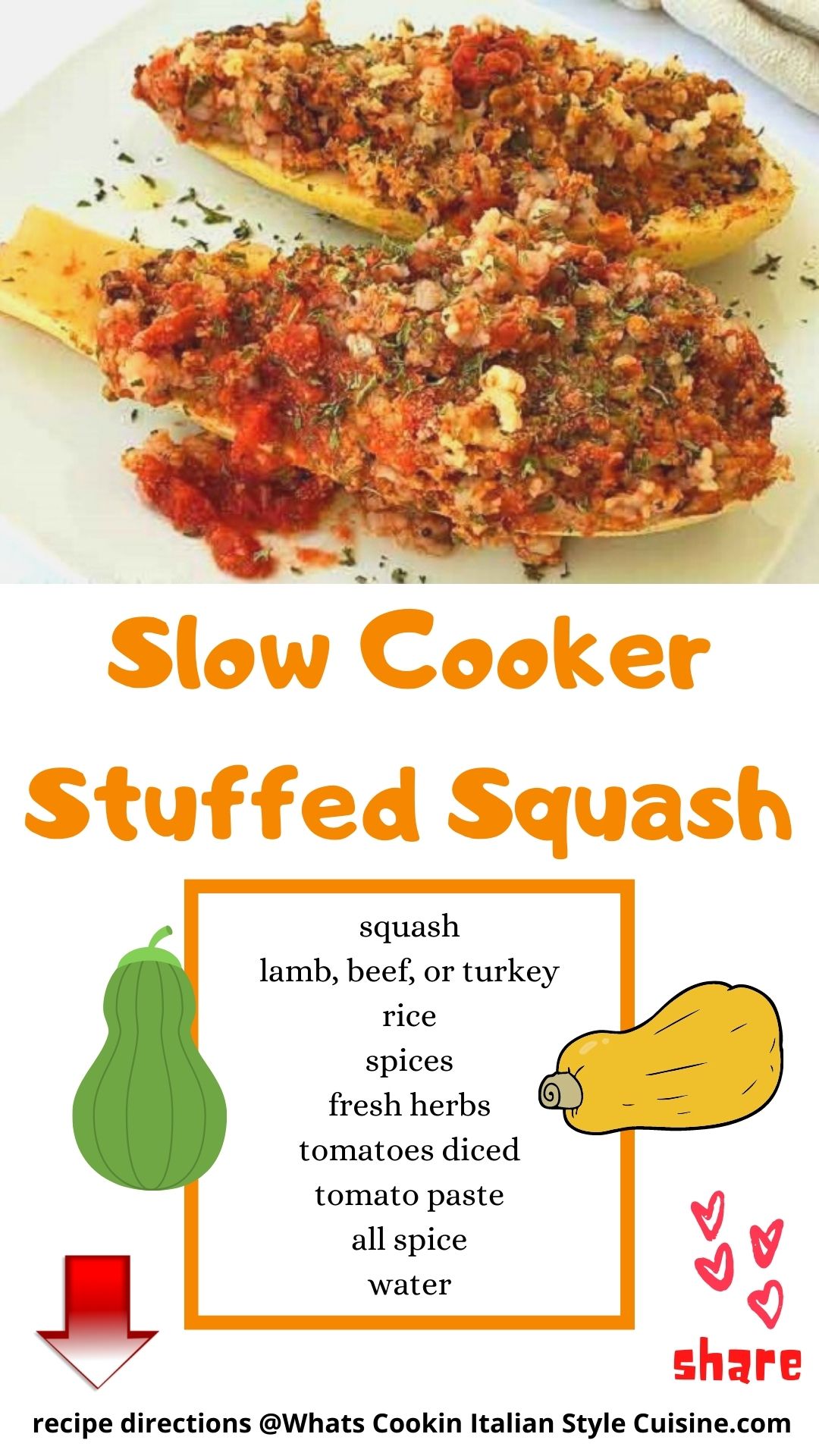 pin for later how to make stuffed squash in a slow cooker