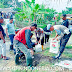 Antisipasi Banjir Meluas Ke Pemukiman Warga.Polres Langkat Polsek Tanjung Pura Bantu warga  membuat tanggul.